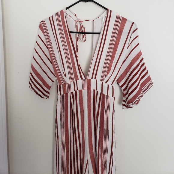 Lulus Hook Line Sinker Rust Red Striped Jumpsuit - Picture 6 of 9